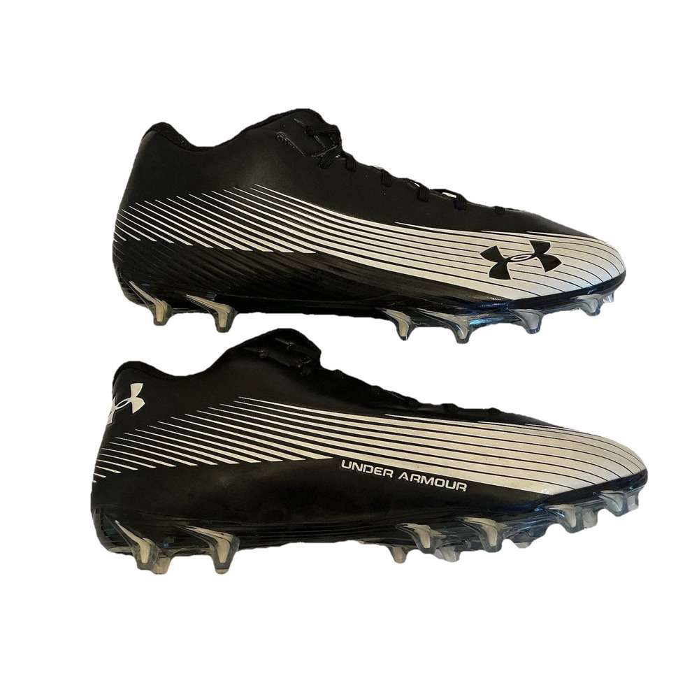 Under Armour 1220806-011 2010 Black White Athletic Football Cleat Shoes Men's 14